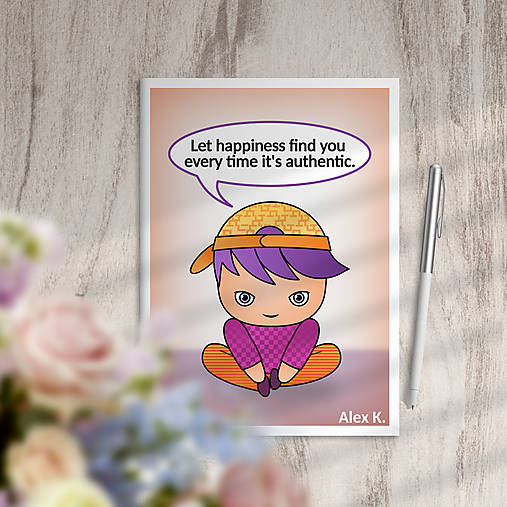 Papiernictvo - Existenčníci autentickí (single) - zápisník (sediaci - chlapec (pomarančová a purpurová)) - 18131638_