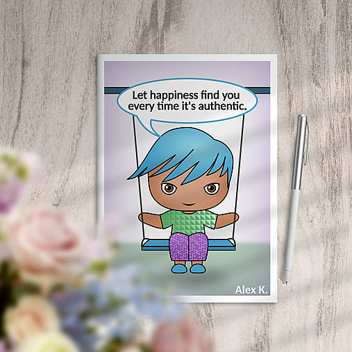 Papiernictvo - Existenčníci autentickí (single) - zápisník (hojdačka - chlapec (azúrová až petrolejová)) - 18131642_