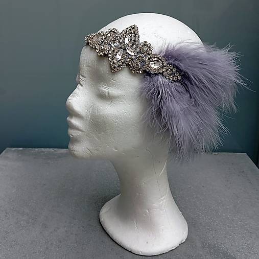 Čiapky, čelenky, klobúky - Great Gatsby Silver Grey... čelenka - 18135504_