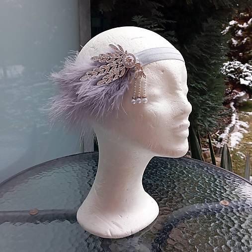 Čiapky, čelenky, klobúky - Great Gatsby Silver Crystal ... čelenka - 18135554_