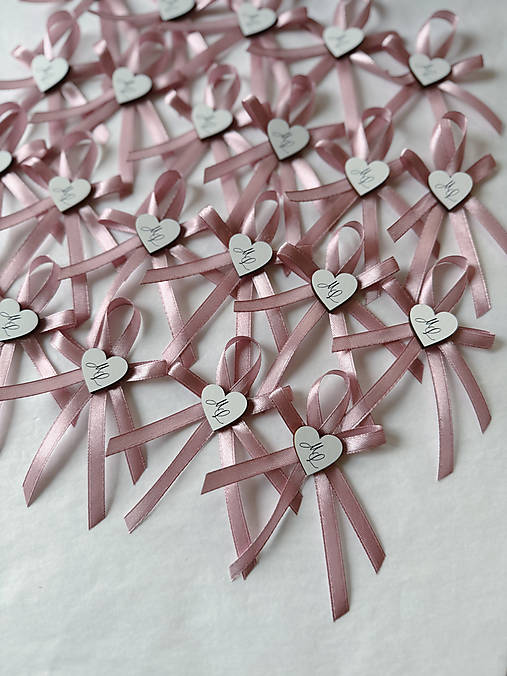 Svadobné pierka - Svadobné pierka s iniciálkami a dvojitou stužkou staroružové - 18133483_