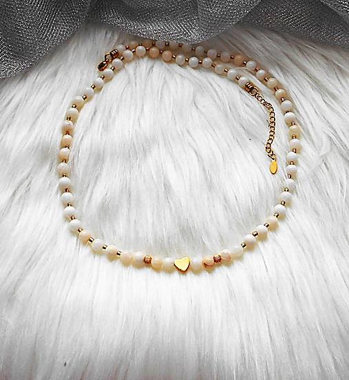 Náhrdelníky - Náhrdelník- biely nefrit, chirurgická oceľ - 18134800_