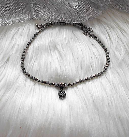 Náhrdelníky - Náhrdelník- šedý jaspis,hematit - 18134872_