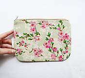 Taštičky - Taštička väčšia - Ružové kvety - 18134632_