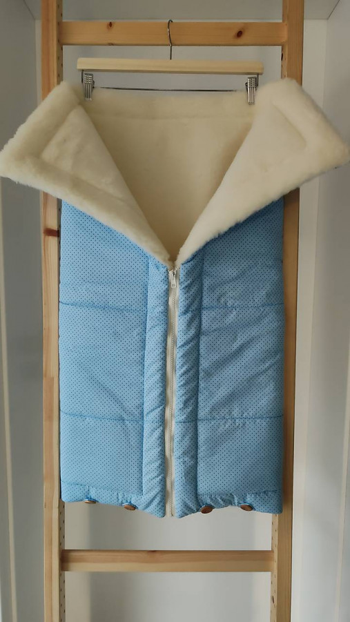 Detský textil - Vlnienka Deka a fusak DANIEL 2 v 1 100% merino Top Super wash Natural Bodka bledomodrá - 18134564_