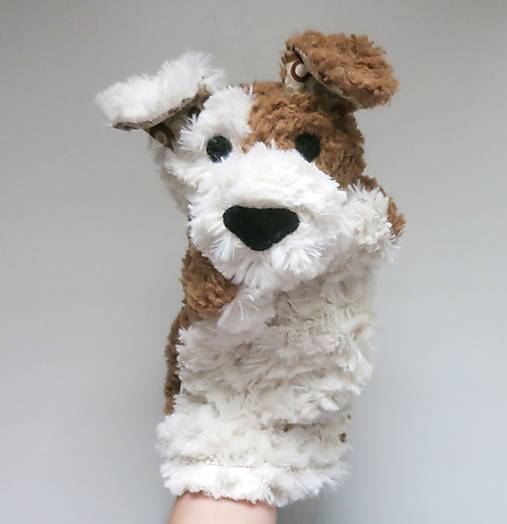 Maňuška psík chlpatý - Smotanovohnedý s krúžkovými uškami