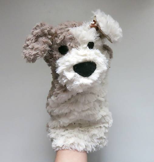 Maňuška psík chlpatý - Smotanovo sivohnedý s krúžkovými uškami