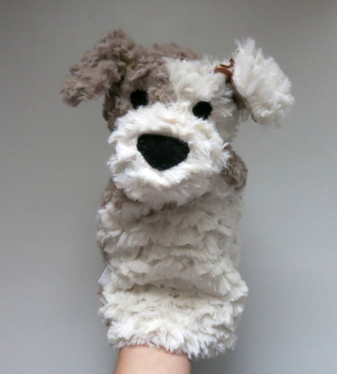 Maňuška psík chlpatý - Smotanovo sivohnedý s krúžkovými uškami