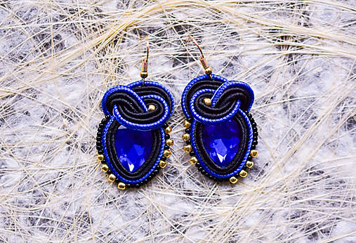 Náušnice - Modré šujtášové náušnice - 18133626_