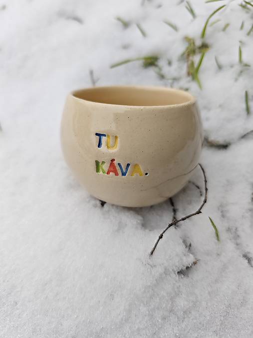 Nádoby - šálka Tu káva. Tu už nie! 80 ml - 18134476_