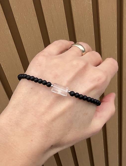 Pánsky náramok - matný onyx, krištáľ