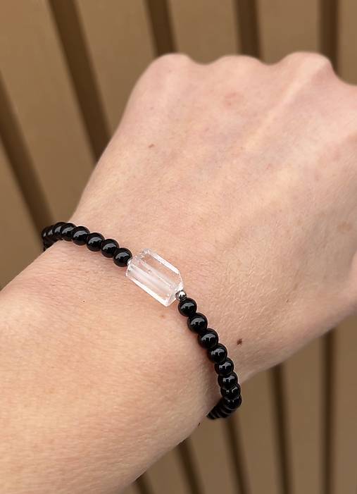 Partnerské náramky onyx a krištáľ