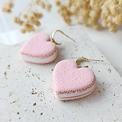 Náušnice - Srdiečková makrónka- visiace náušnice - 18134401_