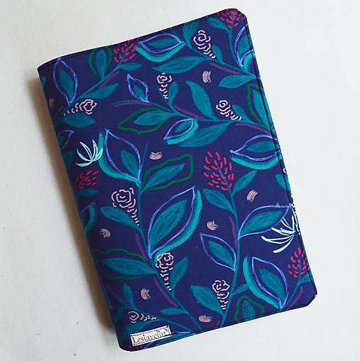 Papiernictvo - Obal na knihu nastaviteľný - Modré kvety (bavlna) - 18137698_