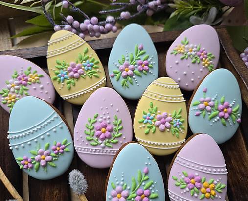 Dekorácie - Medovníkové vajíčka s kvietkami - 18137527_