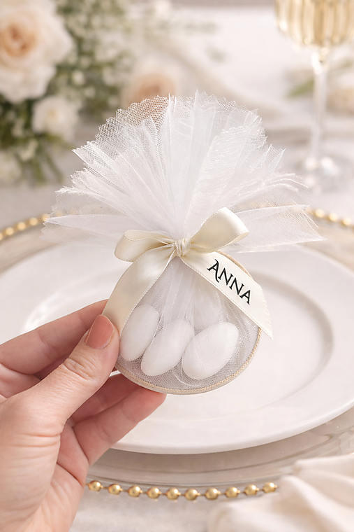 Darčeky pre hostí - talianske mandle v kruhu