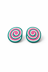 Náušnice - Mätovo-ružová špirála - 18138790_