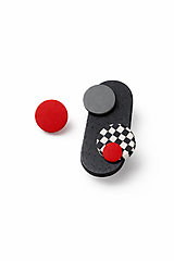 Náušnice - Červený kockovaný orbit - 18138791_