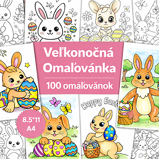 Hračky - Veľkonočná omaľovánka pre deti (PDF) – 100 omaľovaniek na tlač - 18138213_