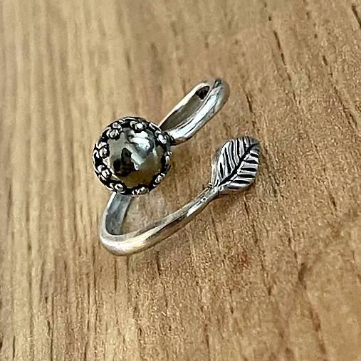 Leaf Natural Faceted Pyrite Ring Ag925 / Strieborný prsteň s pyritom E001