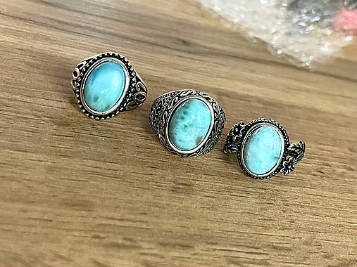 Larimar Antique Silver Ring  / Masívny vintage prsteň s larimarom E070