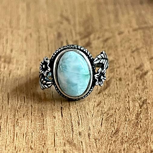 Larimar Antique Silver Ring  / Masívny vintage prsteň s larimarom E070