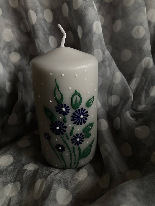 Sviečky - Maľovaná sviečka - V snežnej záhrade II. - 18138934_