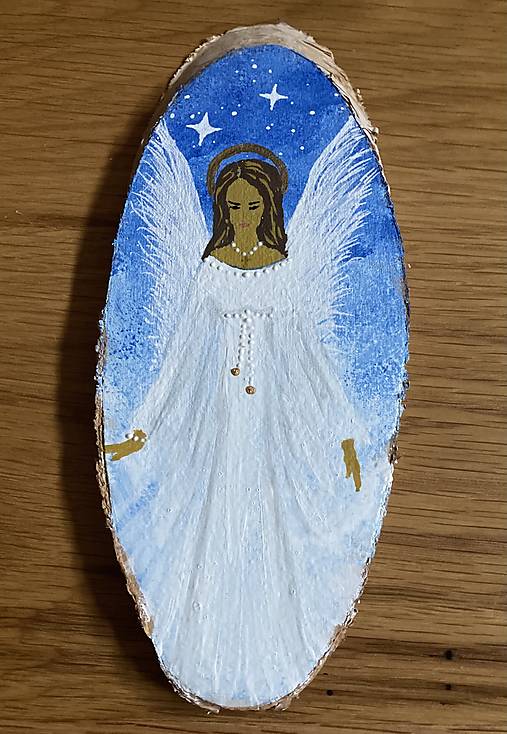 Obrazy - Maľovaný obrázok na dreve - ANJEL😇 - 18140766_