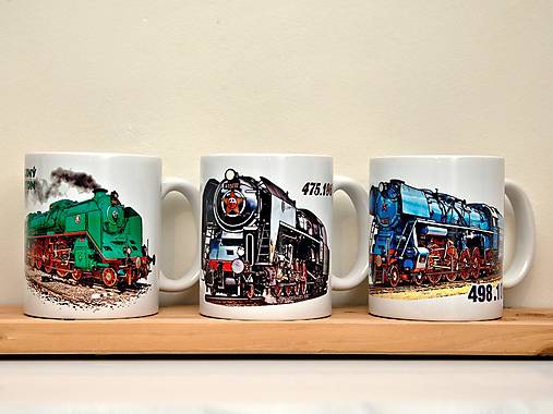 Nádoby - Tri hrnčeky s parnými mašinkami - 18142421_