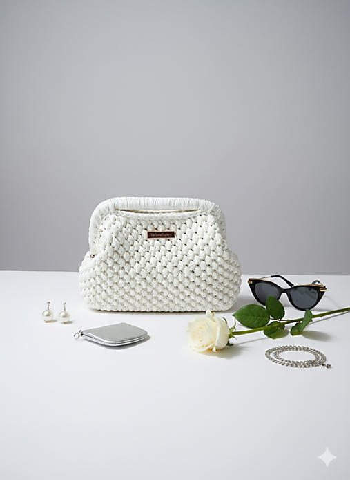 Kabelky - Elegantná hačkovaná kabelka do ruky s jemným leskom - 18139982_