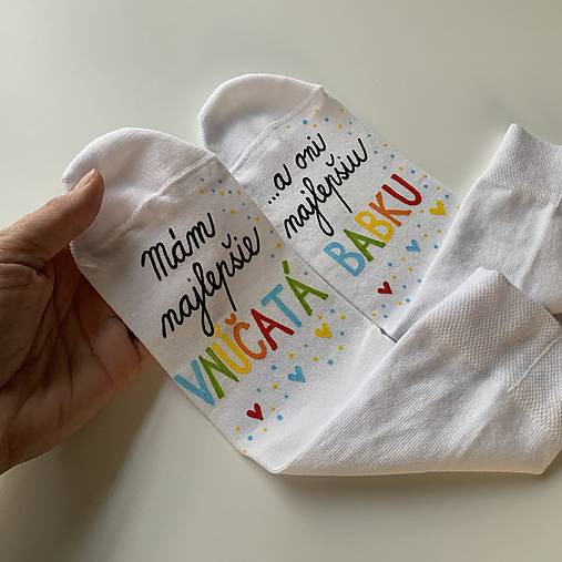 Maľované ponožky pre najlepšiu BABKU/najlepšieho DEDKA, ktorá má najlepšie vnúčatká (biele)