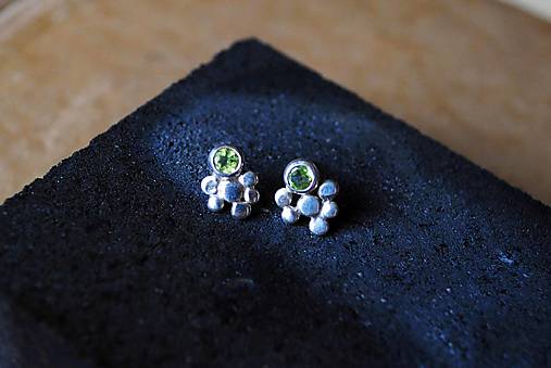 Náušnice Bublinky s peridotmi