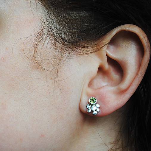 Náušnice Bublinky s peridotmi
