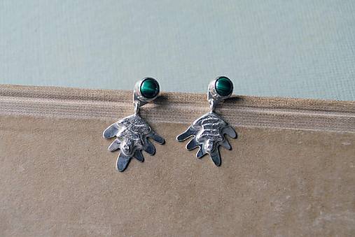 Náušnice Papraď s malachitmi