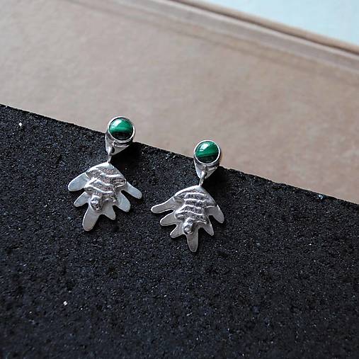 Náušnice Papraď s malachitmi