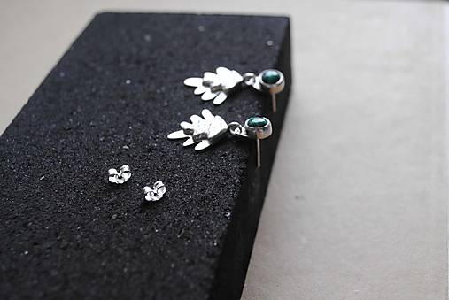 Náušnice Papraď s malachitmi