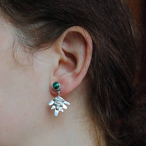 Náušnice Papraď s malachitmi