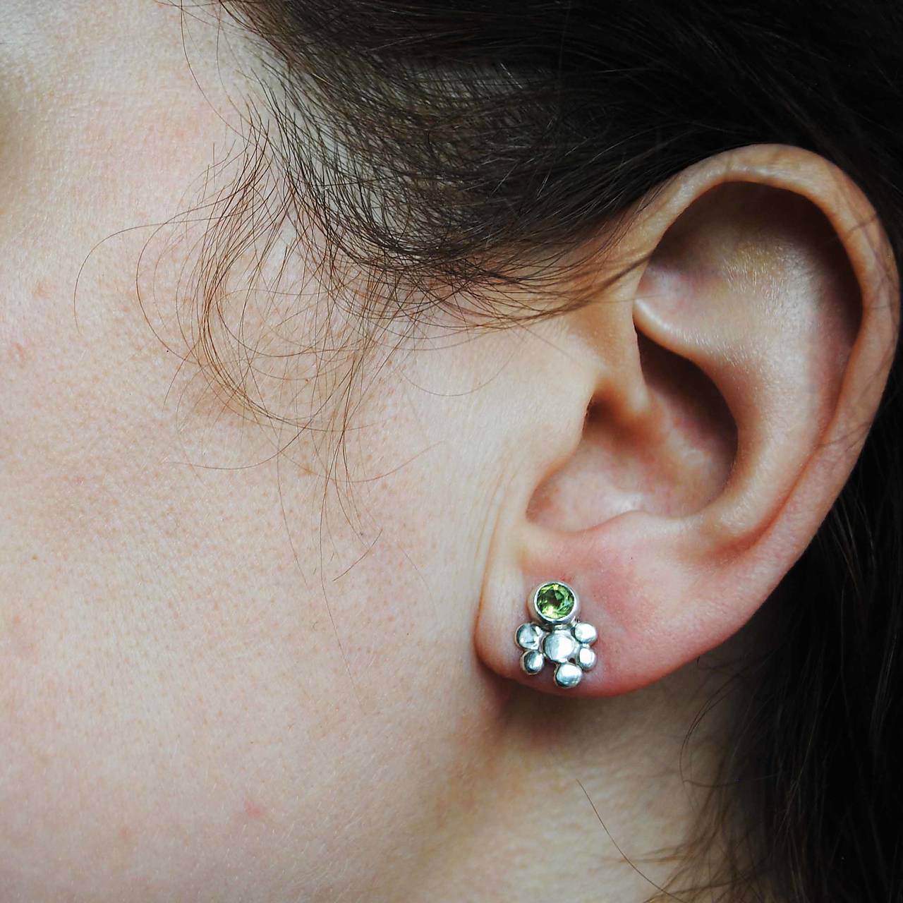 Náušnice Bublinky s peridotmi