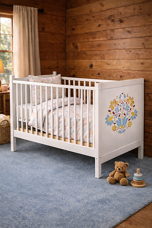 Nábytok - Detská postieľka s folklórnym motívom - 18140787_