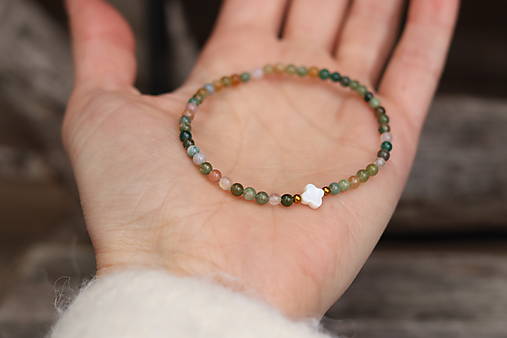 Náramok achát so štvorlístkom