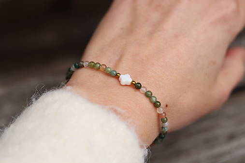 Náramok achát so štvorlístkom