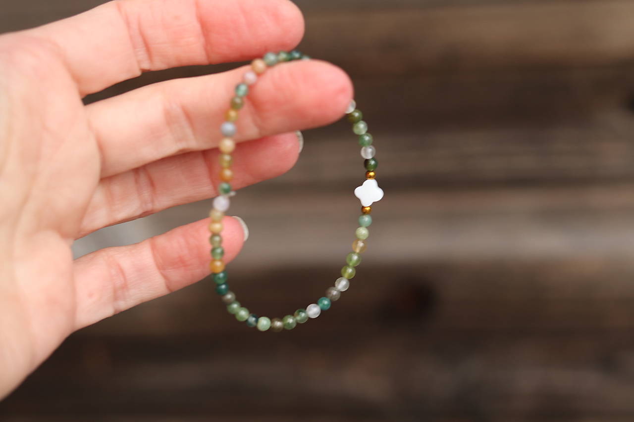 Náramok achát so štvorlístkom