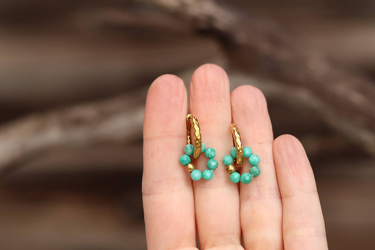 Náušnice kruhy amazonit