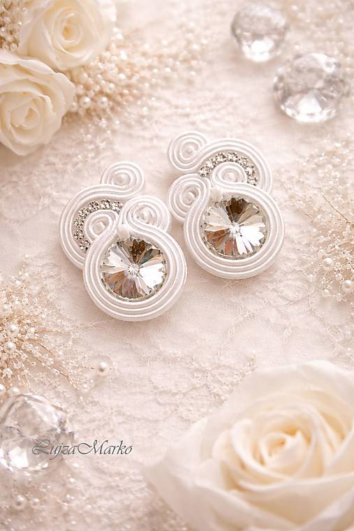 Náušnice - Nicol soutache náušnice  (Biela) - 18141666_