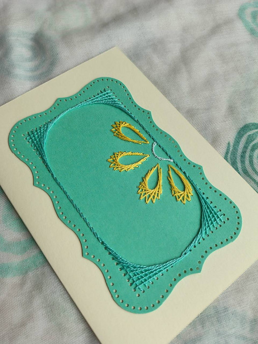 Papiernictvo - Kvet vyšívaná pohľadnica - 18139938_