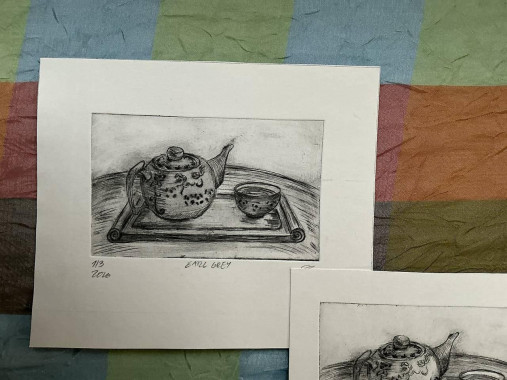 Grafika - Suchá ihla - Earl Gray - originál  (19x16) - 18141171_