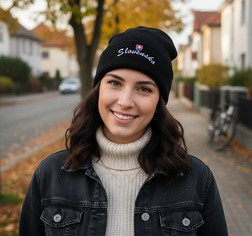 Čiapky, čelenky, klobúky - Ćierna čiapka Slovensko – Štýlový doplnok pre každého fanúšika - 18143989_