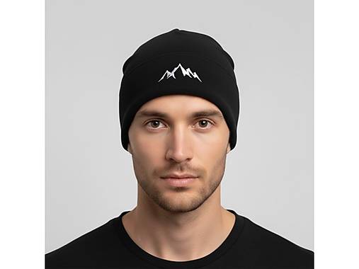 Čiapky, čelenky, klobúky - Pánska Čierna Čiapka s Výšivkou Hôr - 18144025_