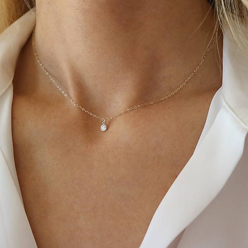 Náhrdelníky - Strieborný náhrdelník so zirkónom - 18143655_