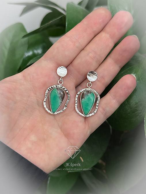 Strieborné 925/1000 náušnice s chryzoprasom